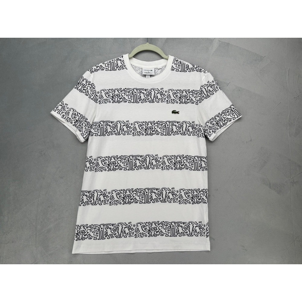 Lacoste x Keith Haring T-Shirt Mens Small White Graphic Art Tee FA10619